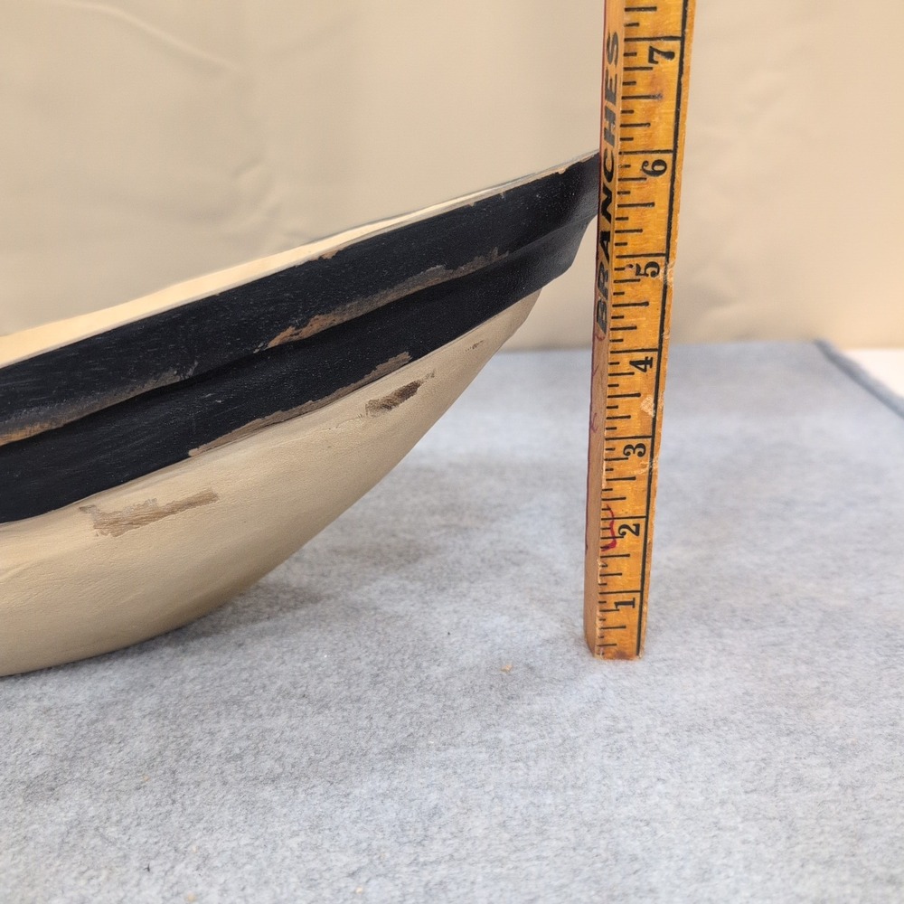 Vintage Style Wooden Rowboat Model Decorative Nautical Accent with Oars - Picture 6 of 8